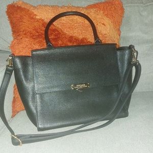 Versace Collection Saffiano Leather Black Top Handle Crossbody Shoulder …
